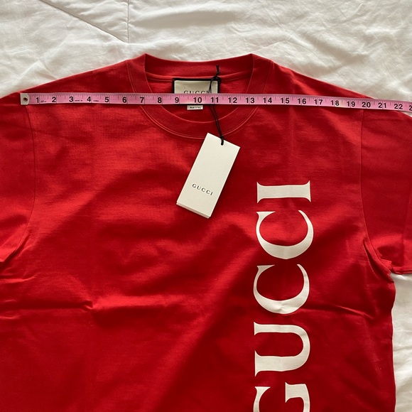 Gucci Logo Tee T-Shirt In Red Size Medium - Picture 8 of 10